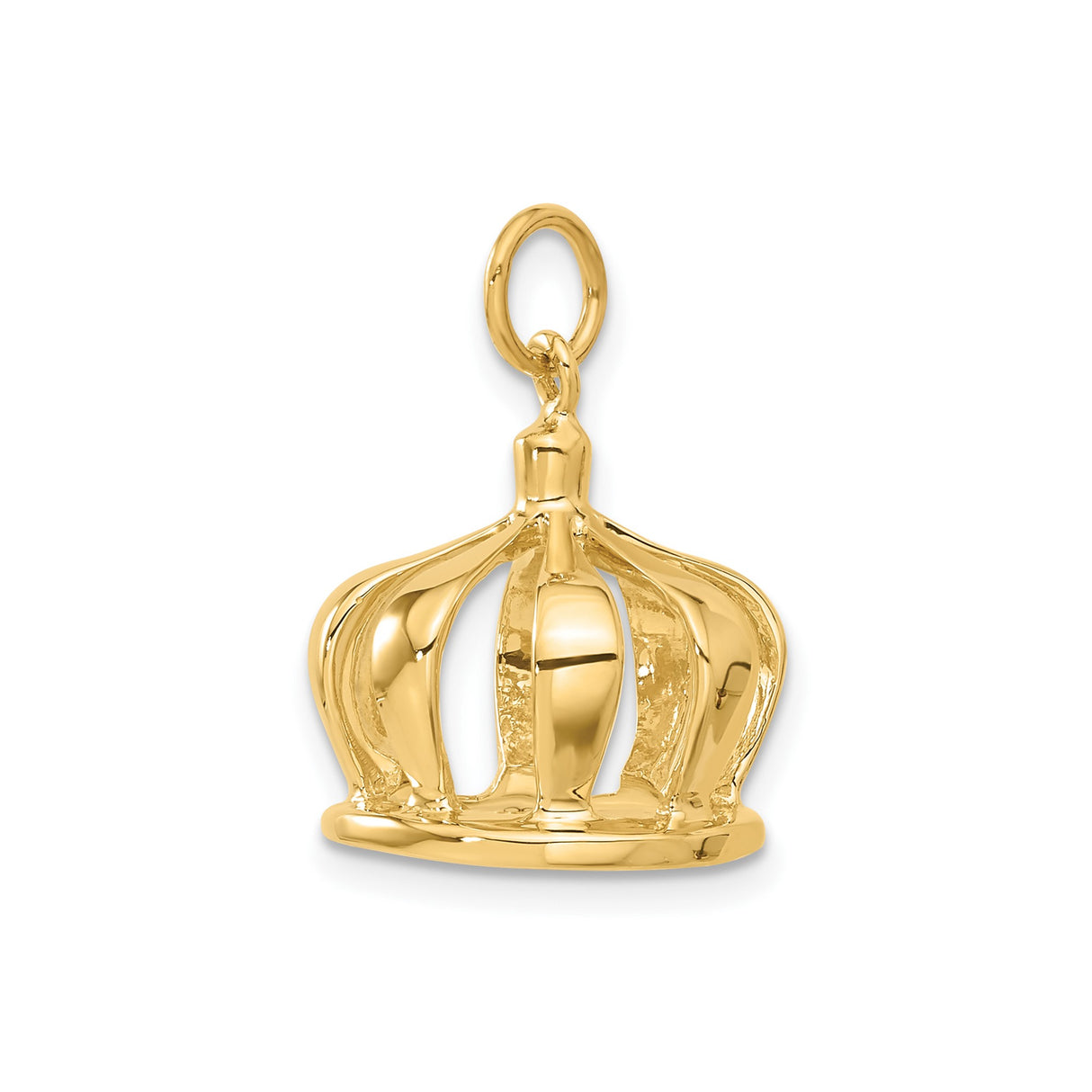 14k Yellow Gold Crown Pendant Charm with Openwork Royal Design for Men and Women