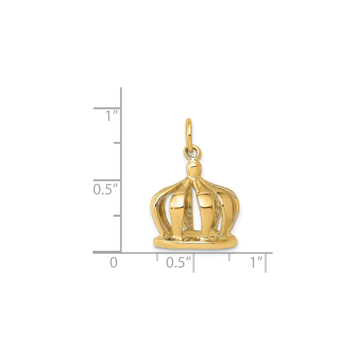 14k Yellow Gold Crown Pendant Charm with Openwork Royal Design for Men and Women