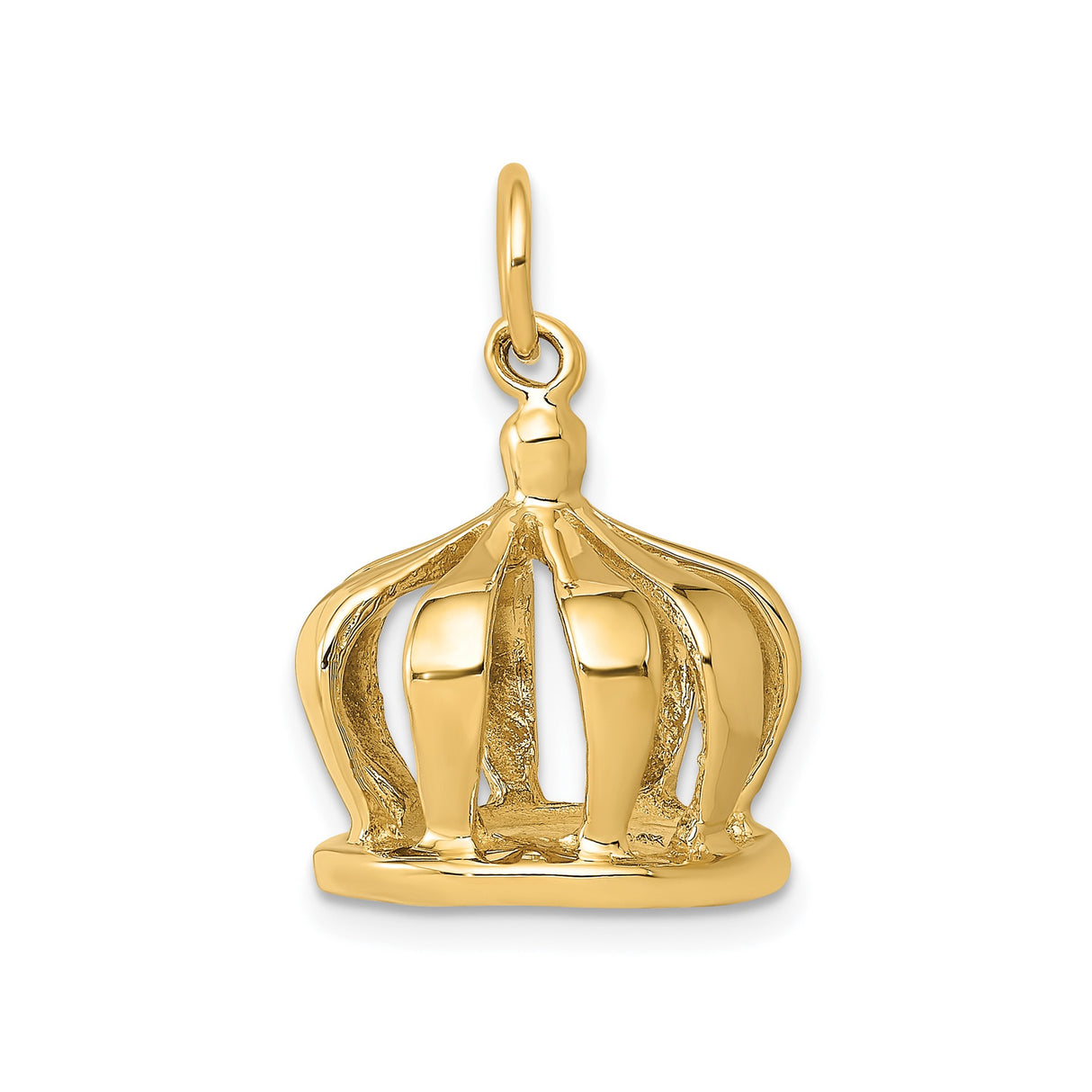 14k Yellow Gold Crown Pendant Charm with Openwork Royal Design for Men and Women