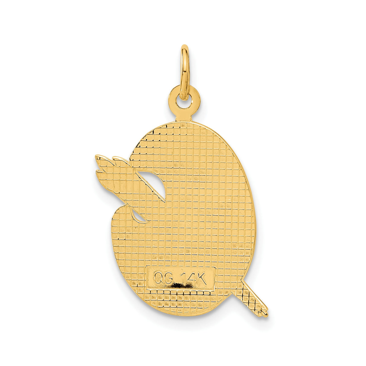 14k Yellow Gold Artist Palette Pendant with Enamel Paintbrush Design, Multicolor Art Charm