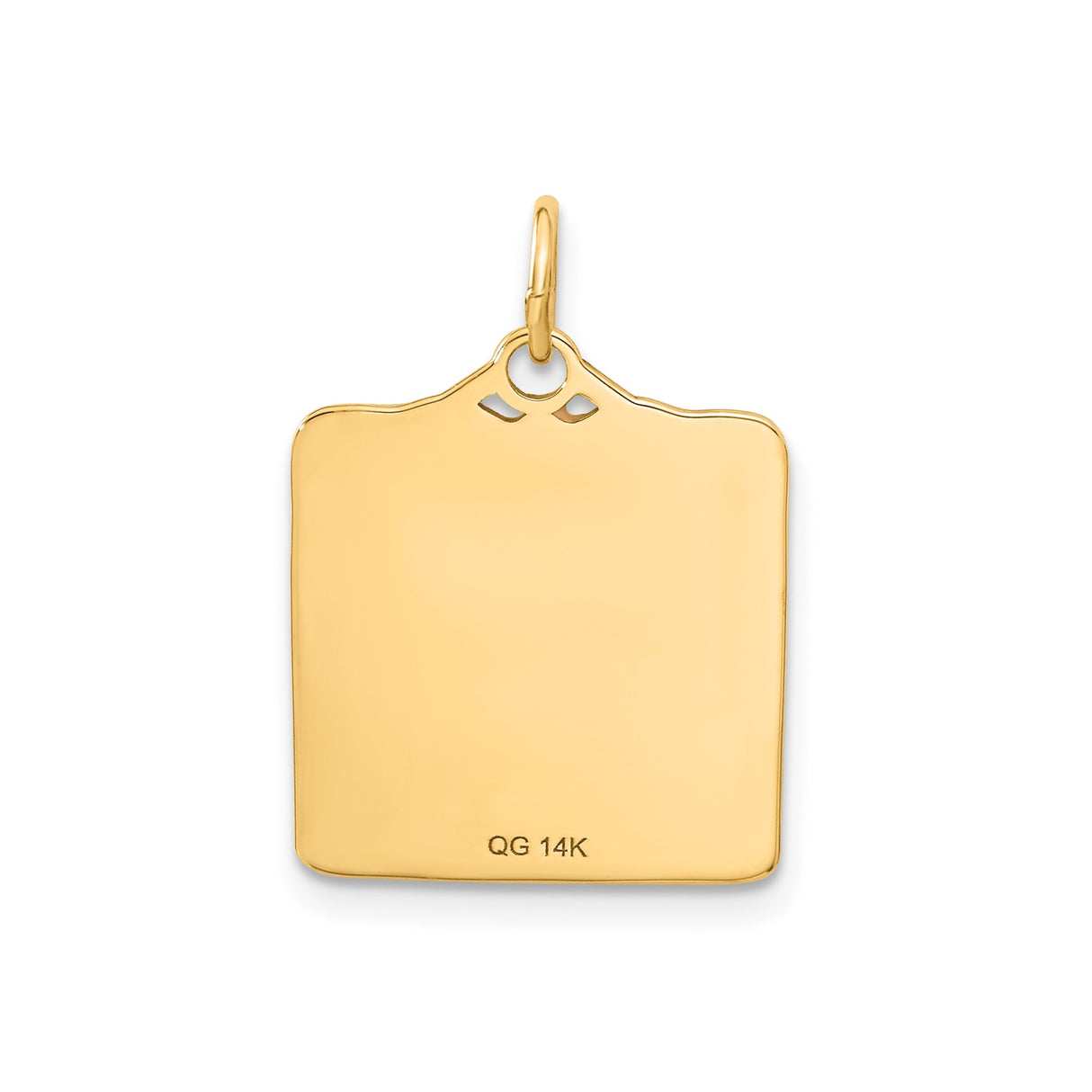 14k Yellow Gold Birth Certificate Pendant with Pink Enamel Bow and Heart Detail