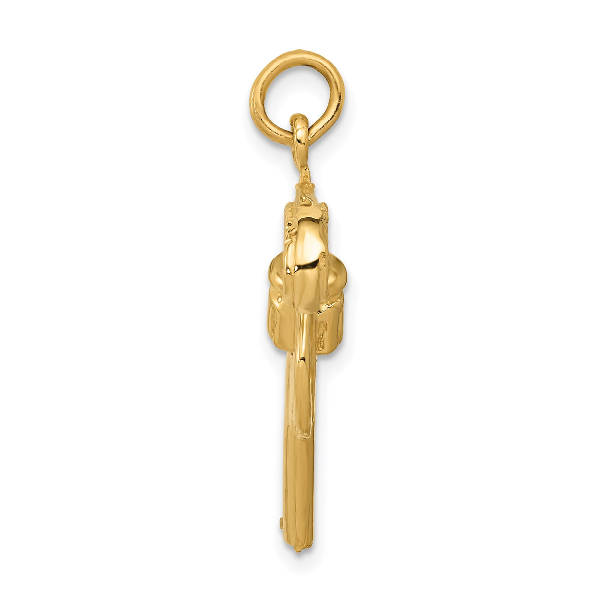 14k Two-Tone Gold Revolver Pendant with Textured Grip, Western Style for Men