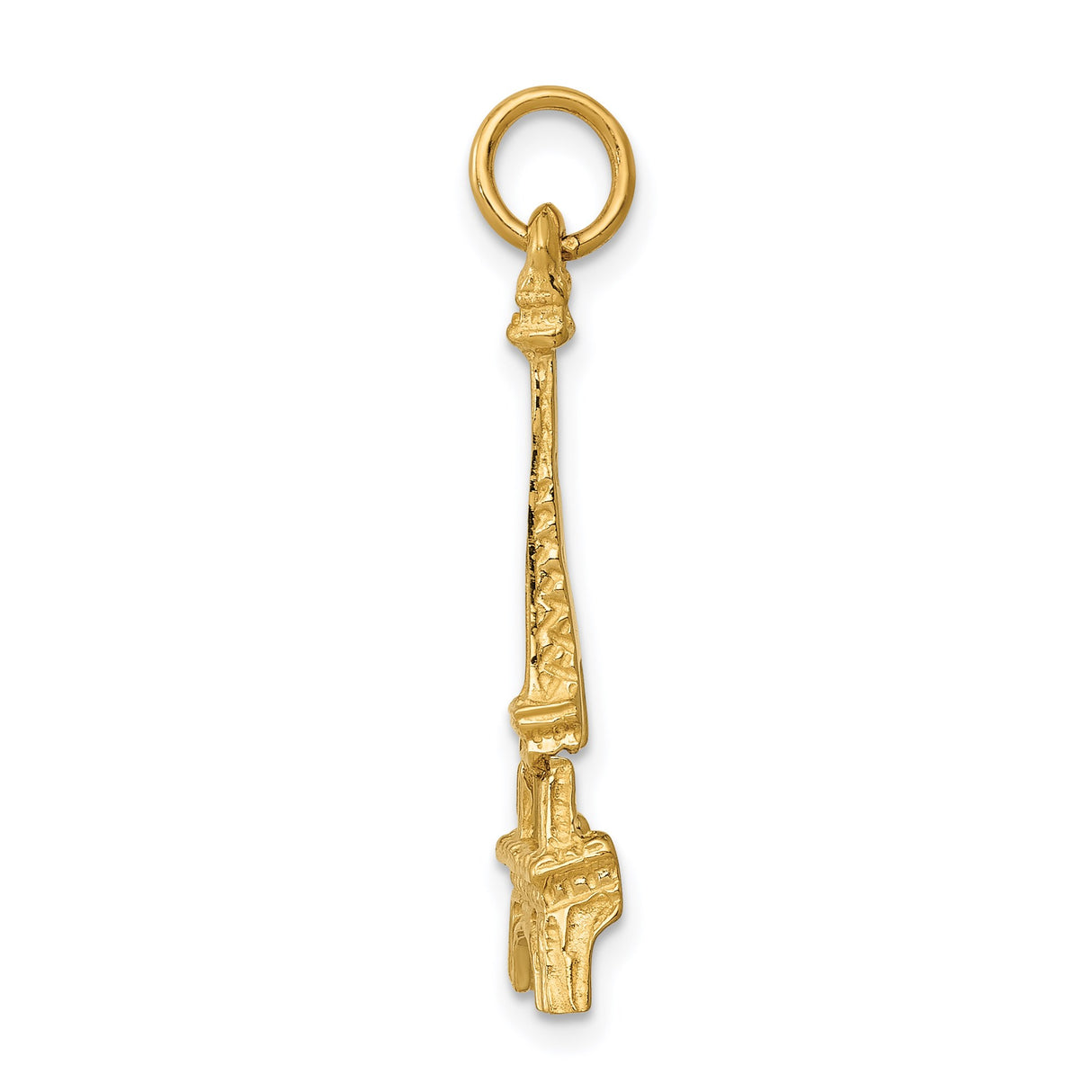 14k Yellow Gold Eiffel Tower Pendant Charm with Detailed Paris Landmark Design