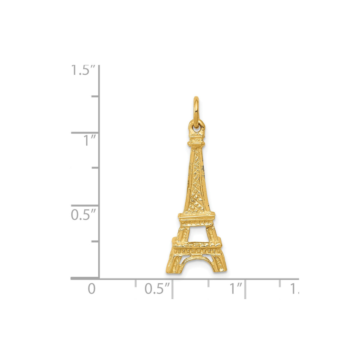 14k Yellow Gold Eiffel Tower Pendant Charm with Detailed Paris Landmark Design