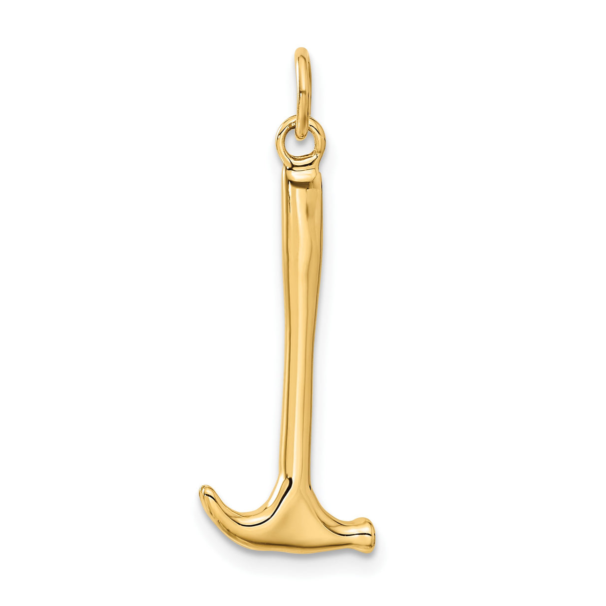 14k Yellow Gold Hammer Pendant, Polished Tool Symbol of Strength and Craftsmanship, Unisex Jewelry