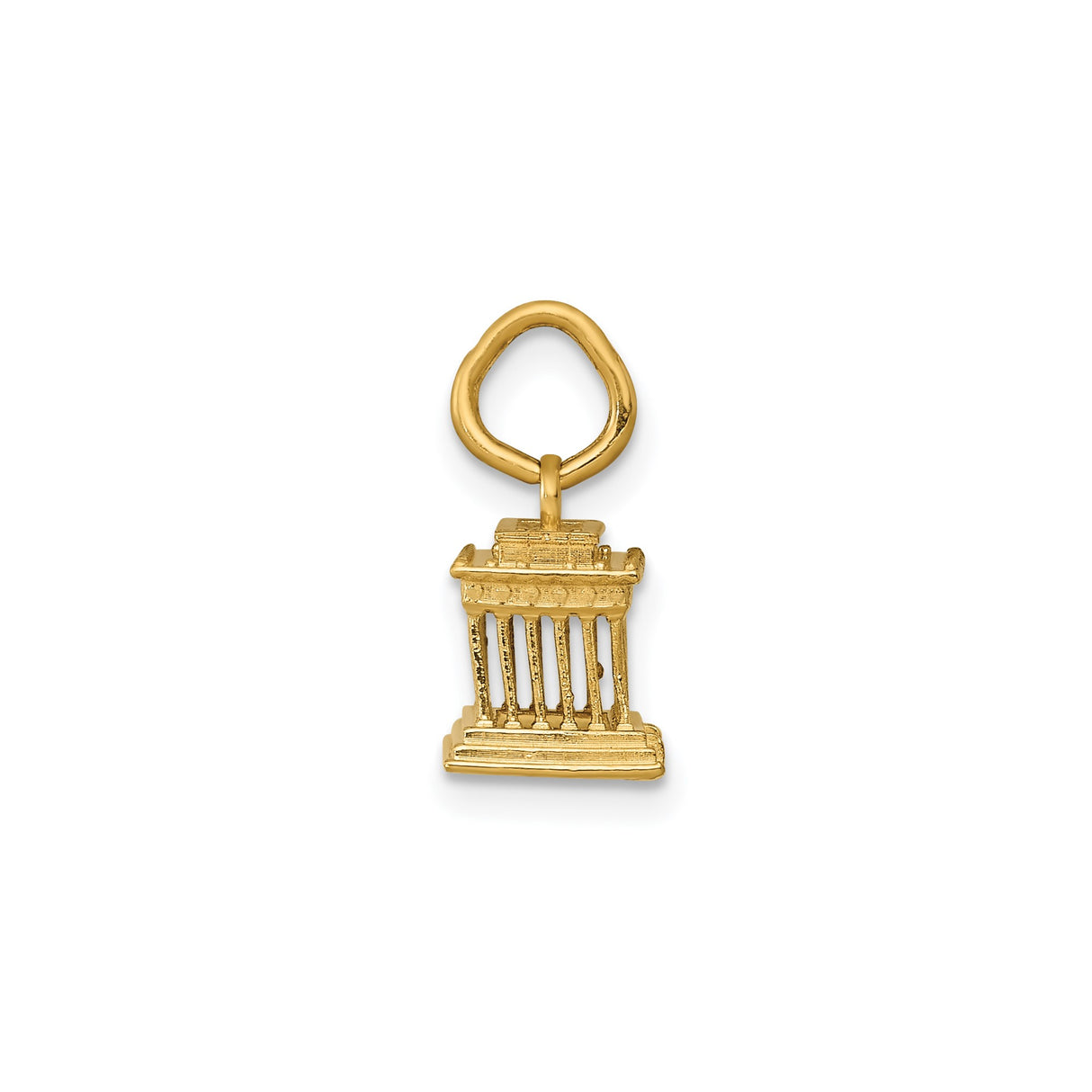 14k Yellow Gold Parthenon Pendant Charm, Classical Greek Temple Design, Unisex Heritage Jewelry