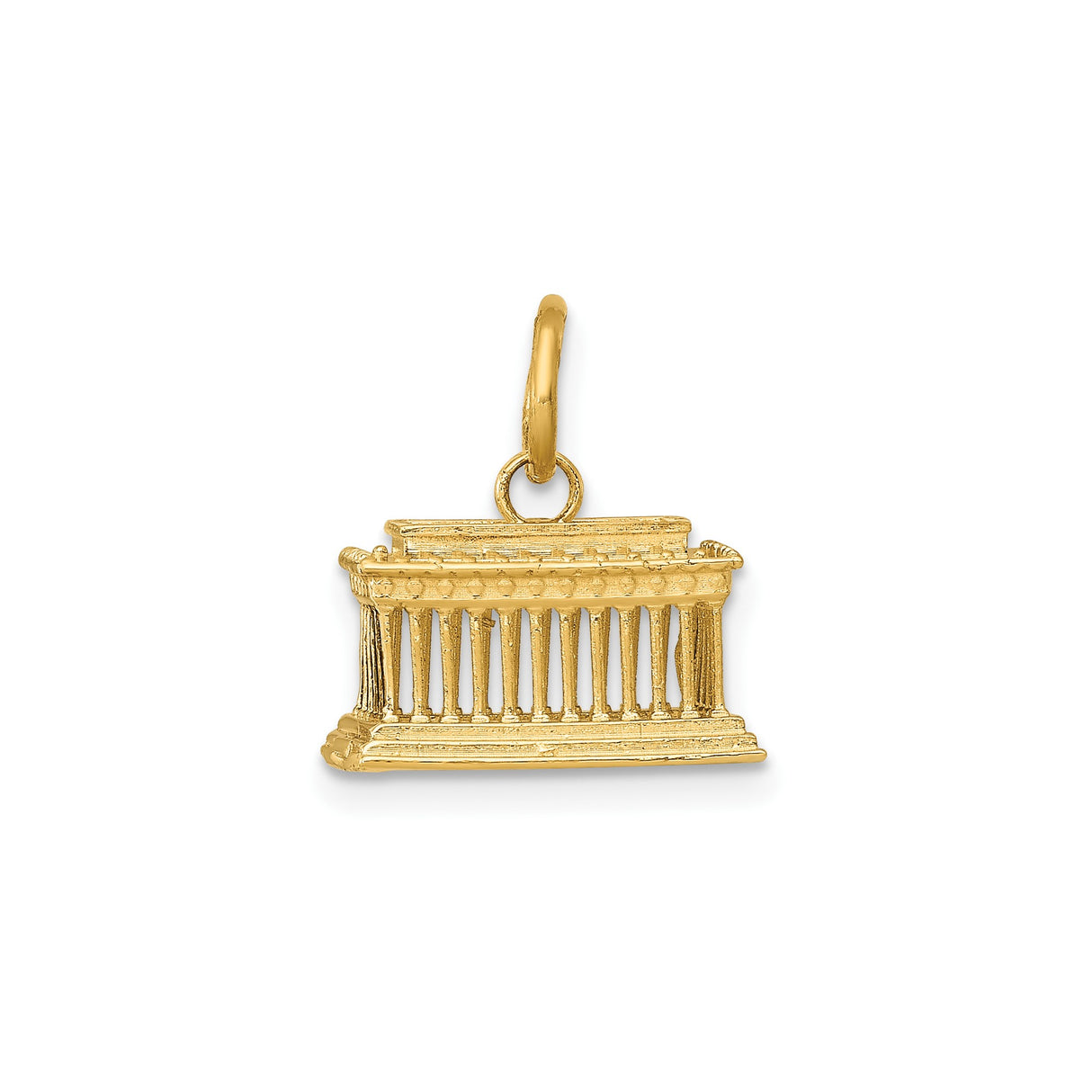 14k Yellow Gold Parthenon Pendant Charm, Classical Greek Temple Design, Unisex Heritage Jewelry