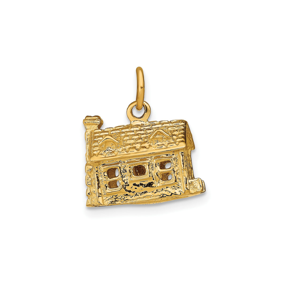 14k Yellow Gold House Pendant Charm, Detailed Cottage Design, Sentimental Unisex Jewelry