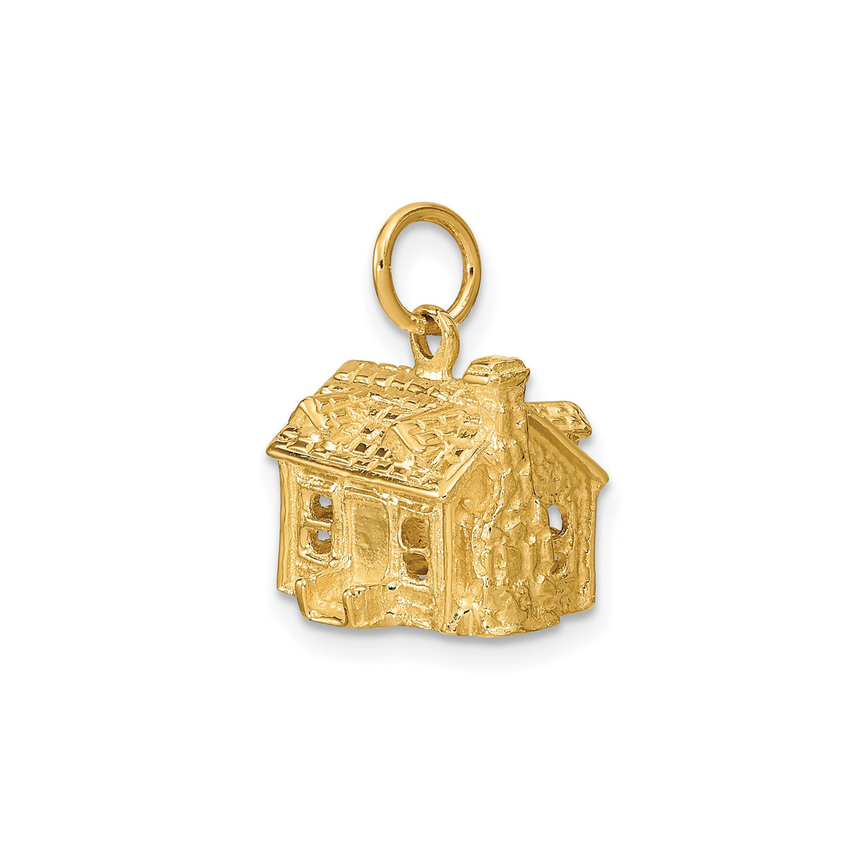 14k Yellow Gold House Pendant Charm, Detailed Cottage Design, Sentimental Unisex Jewelry