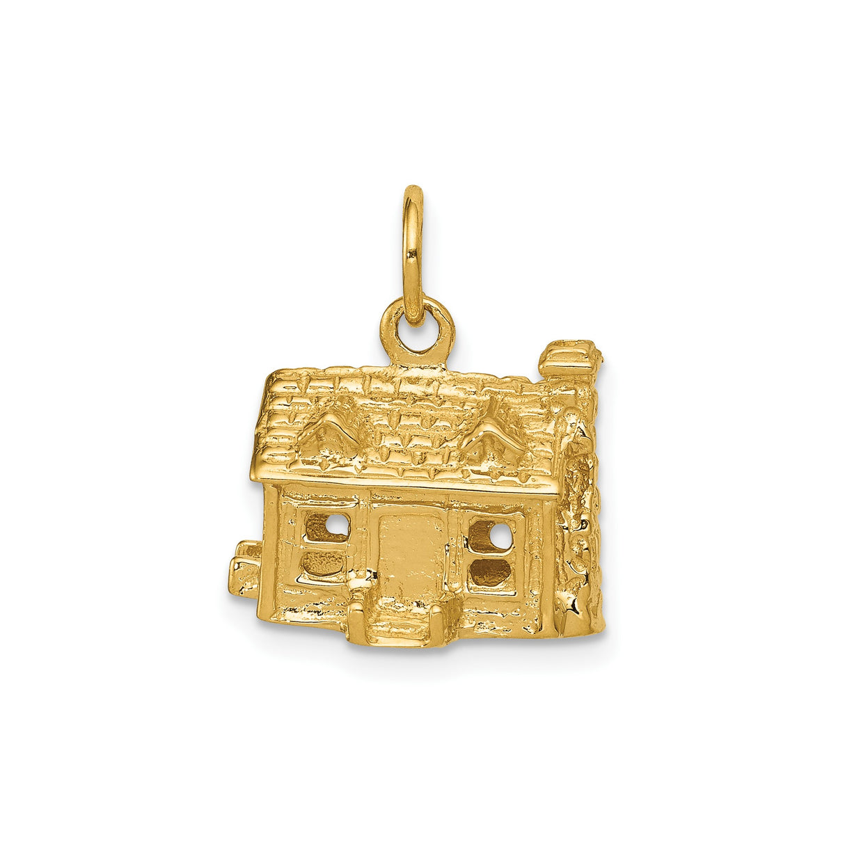 14k Yellow Gold House Pendant Charm, Detailed Cottage Design, Sentimental Unisex Jewelry