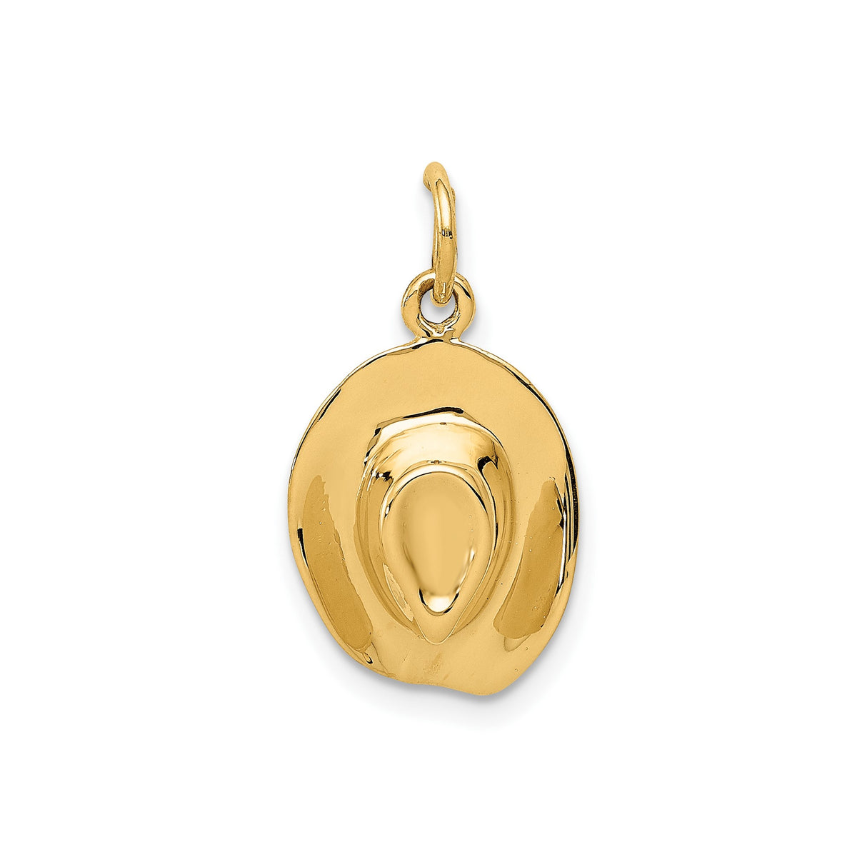 14k Yellow Gold Cowboy Hat Pendant Charm, Western Rodeo Style for Men or Women