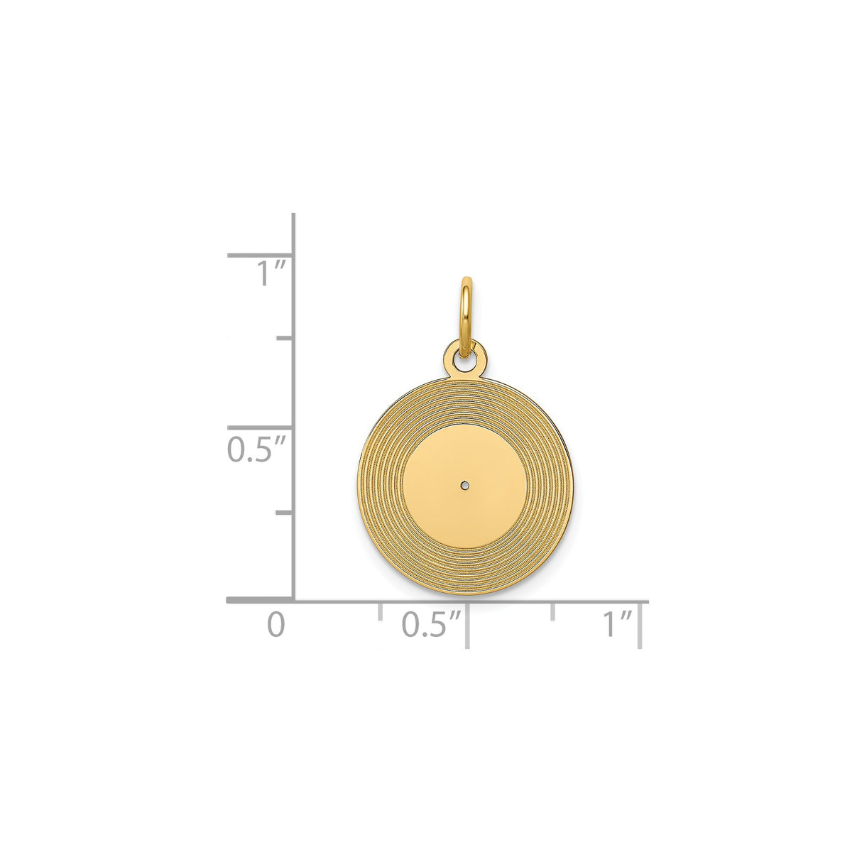 14k Yellow Gold Pendant with Textured Concentric Circles and Open Center