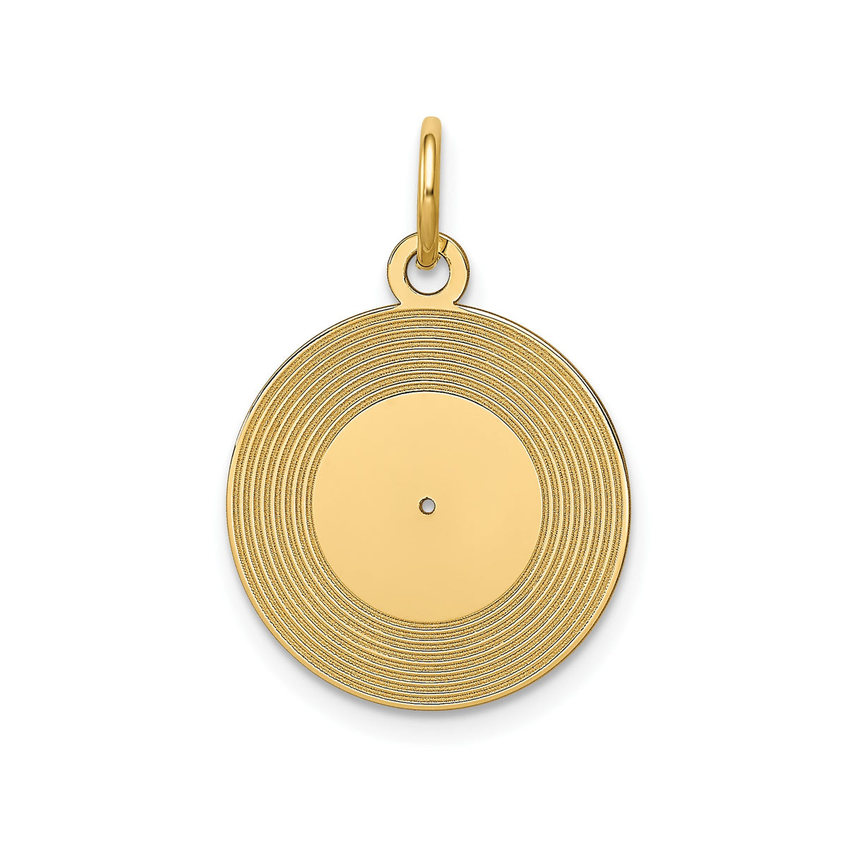 14k Yellow Gold Pendant with Textured Concentric Circles and Open Center