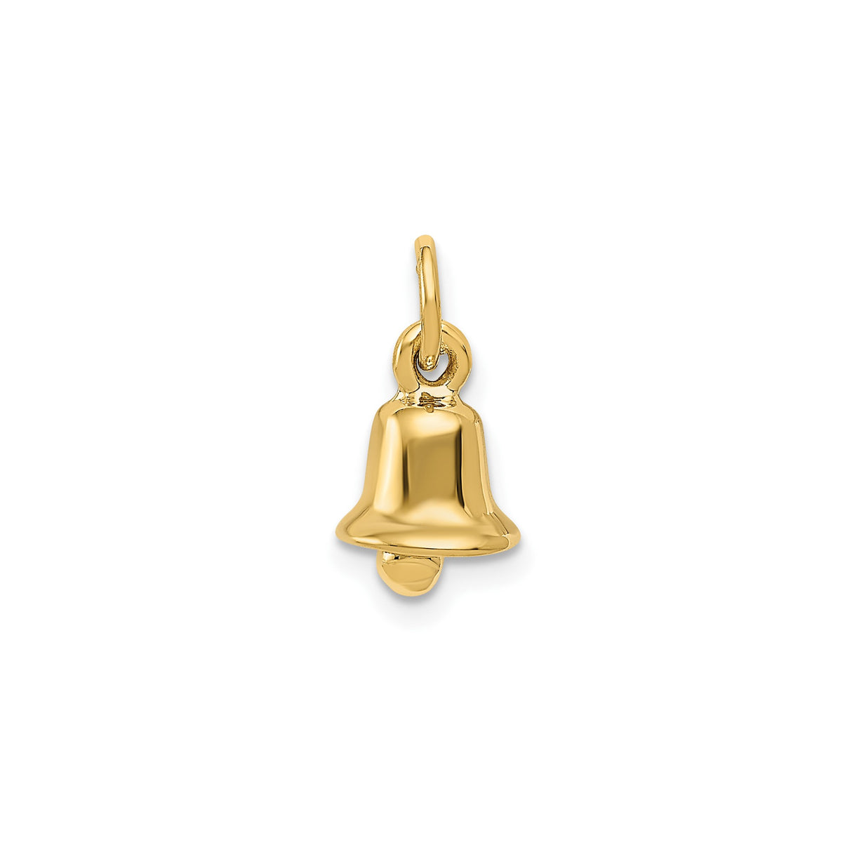 14k Yellow Gold Bell Pendant Charm with Polished 3D Design, Spiritual Symbol for Women or Unisex Use