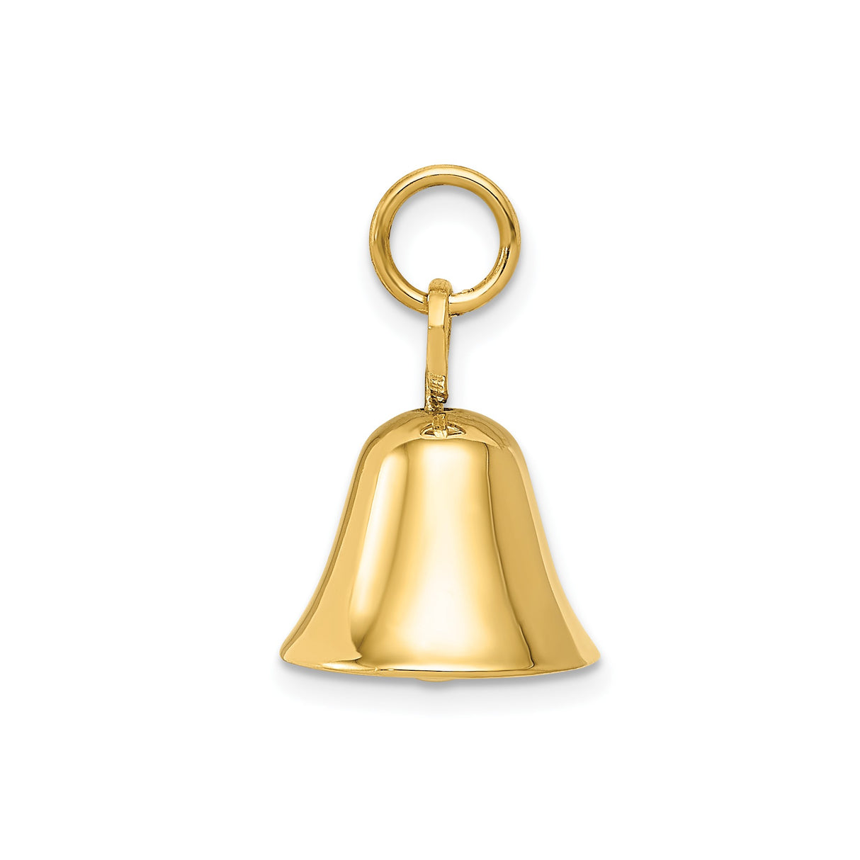 14k Yellow Gold Bell Charm Pendant, Realistic Design with Moving Detail, Spiritual Jewelry for Women