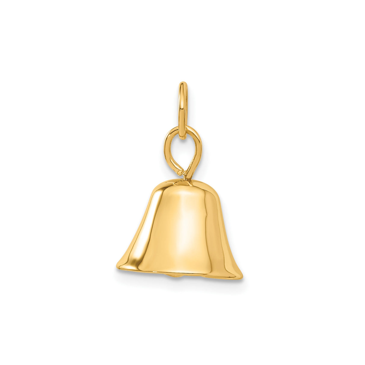 14k Yellow Gold Bell Charm Pendant, Realistic Design with Moving Detail, Spiritual Jewelry for Women