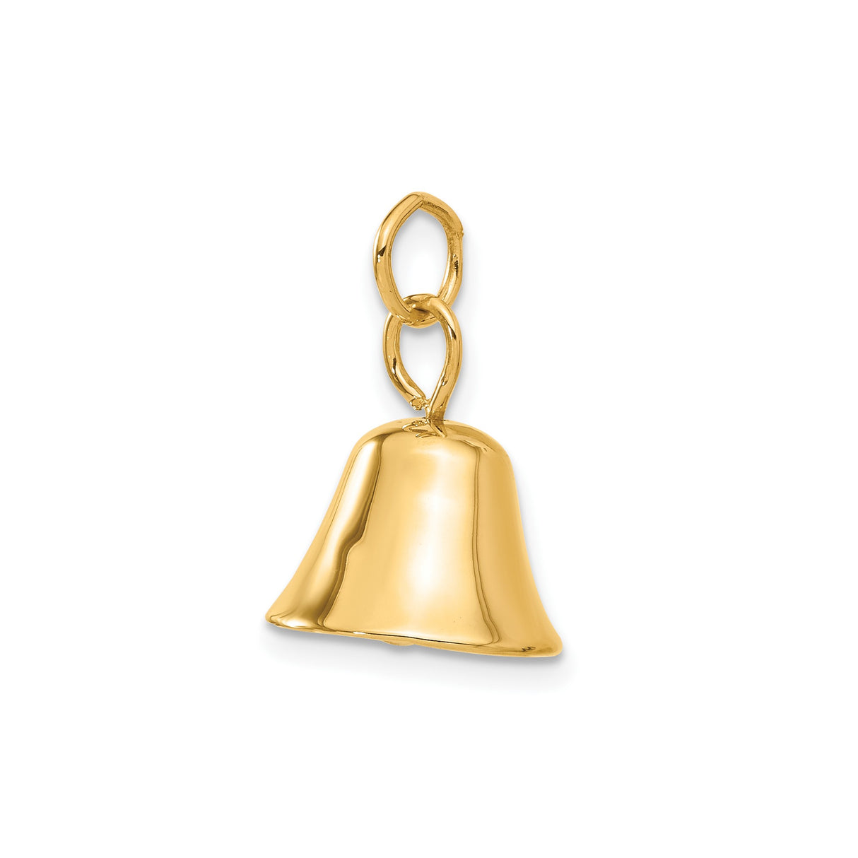14k Yellow Gold Bell Charm Pendant, Realistic Design with Moving Detail, Spiritual Jewelry for Women
