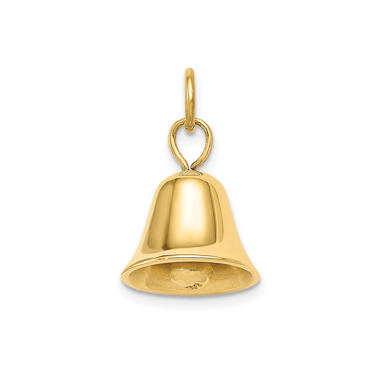 14k Yellow Gold Bell Charm Pendant, Realistic Design with Moving Detail, Spiritual Jewelry for Women