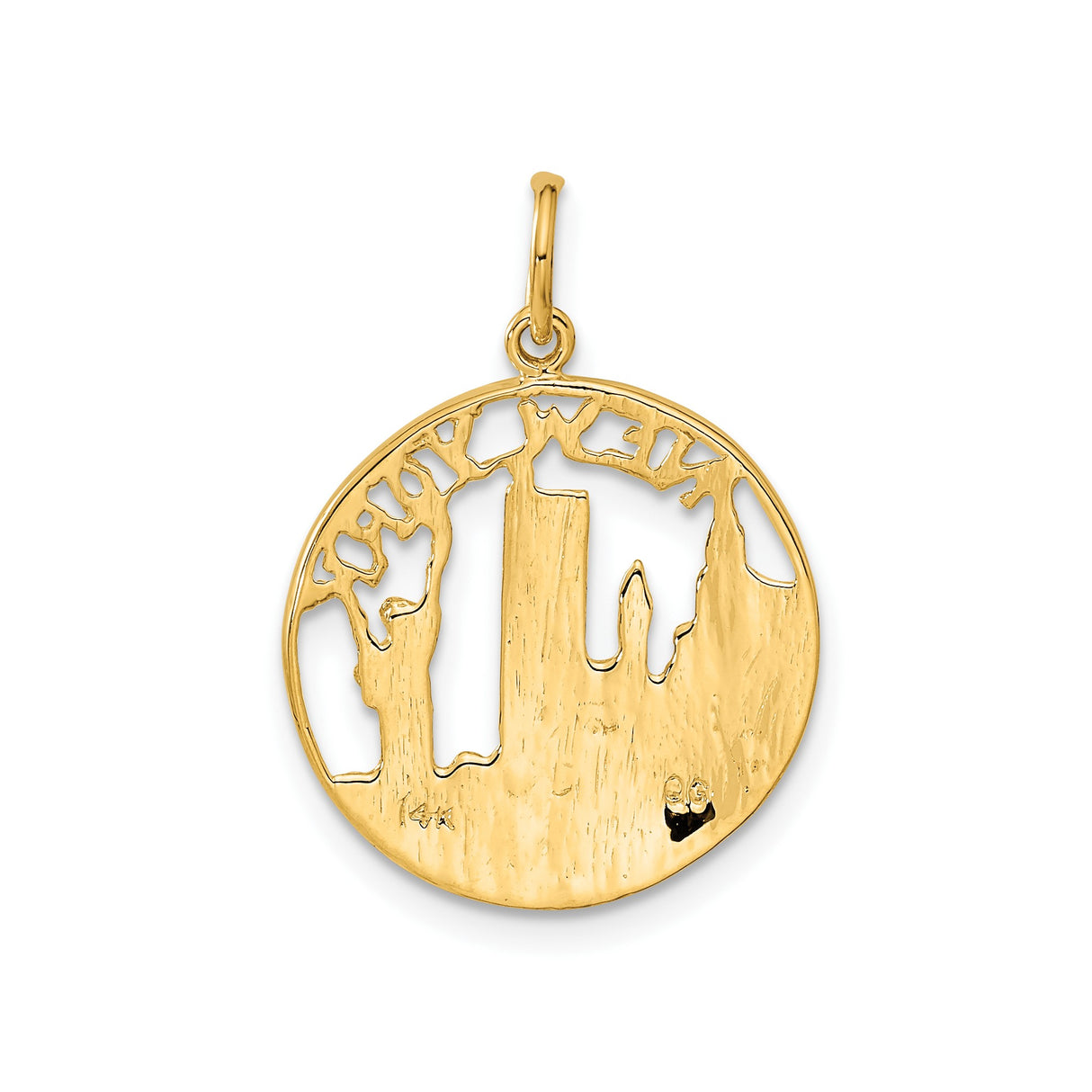 14k Yellow Gold New York Skyline Pendant with Statue of Liberty Charm