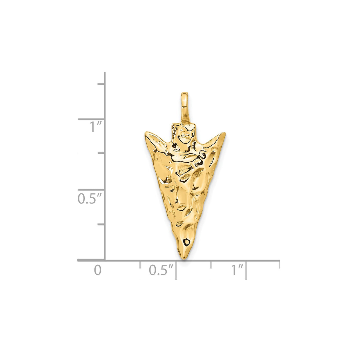 14k Yellow Gold Arrowhead Crucifix Pendant with Stylized Christ, Textured Christian Jewelry