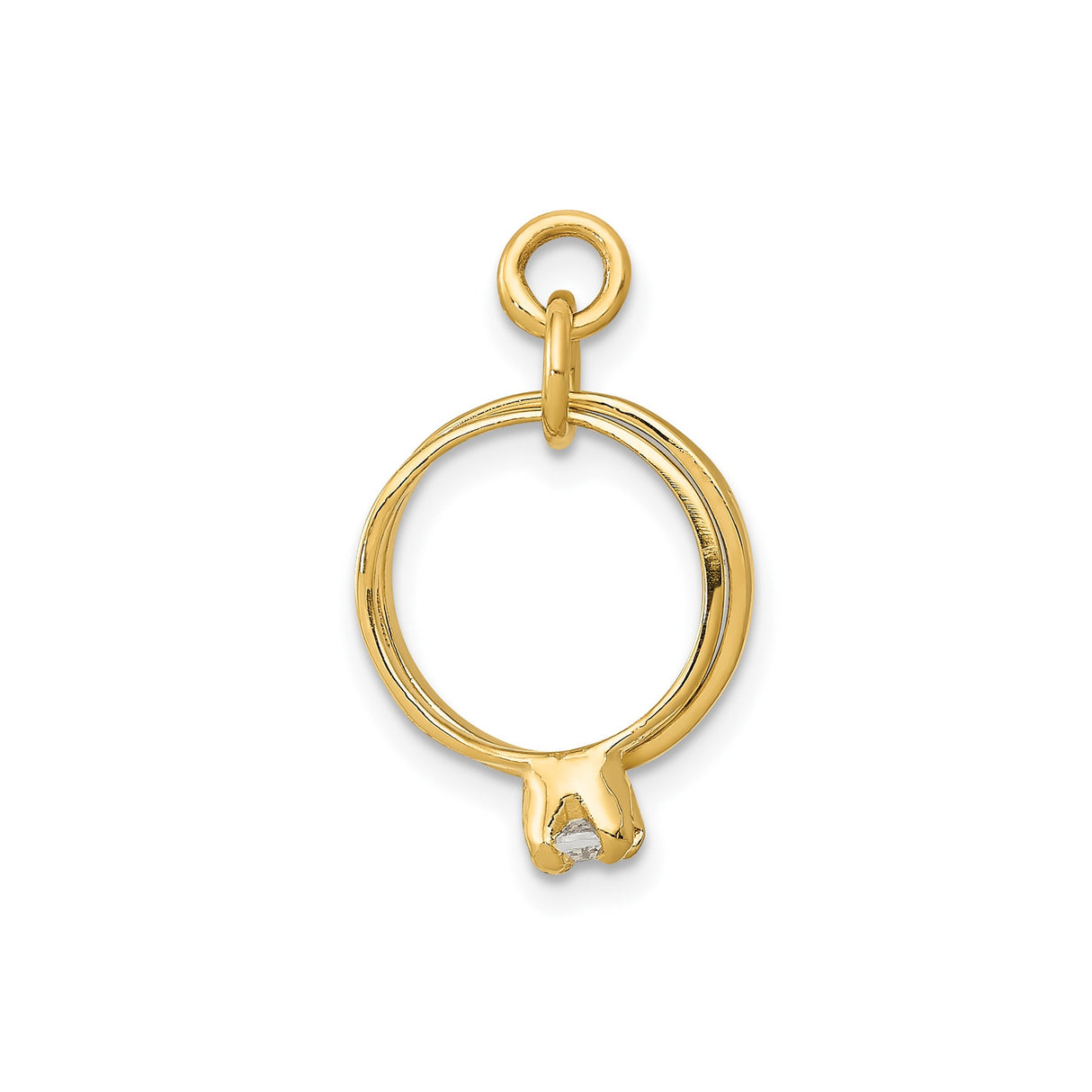 14k Yellow Gold Engagement Ring Pendant with Cubic Zirconia, Romantic Charm Jewelry for Women