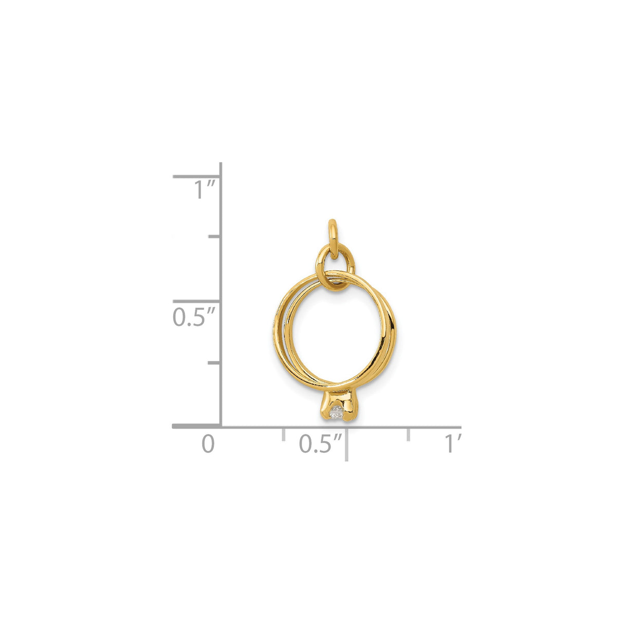 14k Yellow Gold Engagement Ring Pendant with Cubic Zirconia, Romantic Charm Jewelry for Women