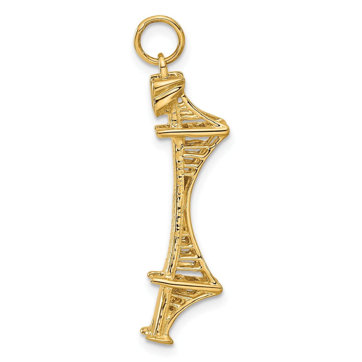 14k Yellow Gold Eiffel Tower Pendant Charm, Paris Travel Theme, Unisex Keepsake Jewelry