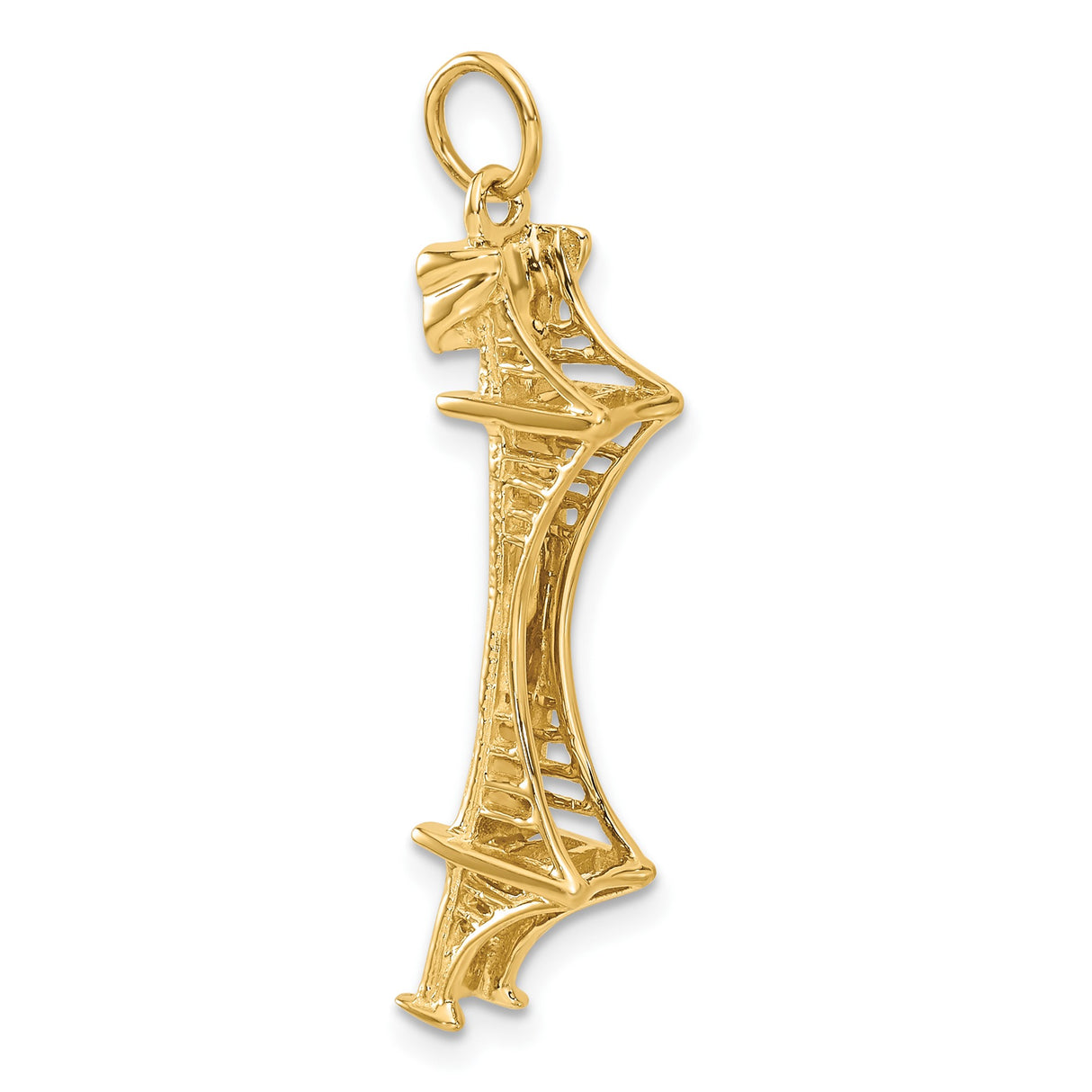 14k Yellow Gold Eiffel Tower Pendant Charm, Paris Travel Theme, Unisex Keepsake Jewelry