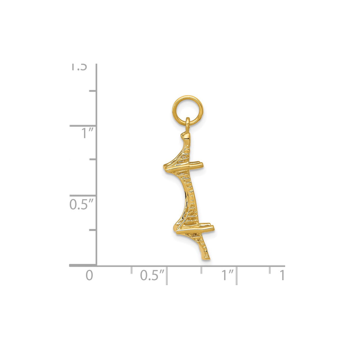 14k Yellow Gold Chai Symbol Pendant, Textured Hebrew Charm, Religious Jewish Jewelry for Men and Women