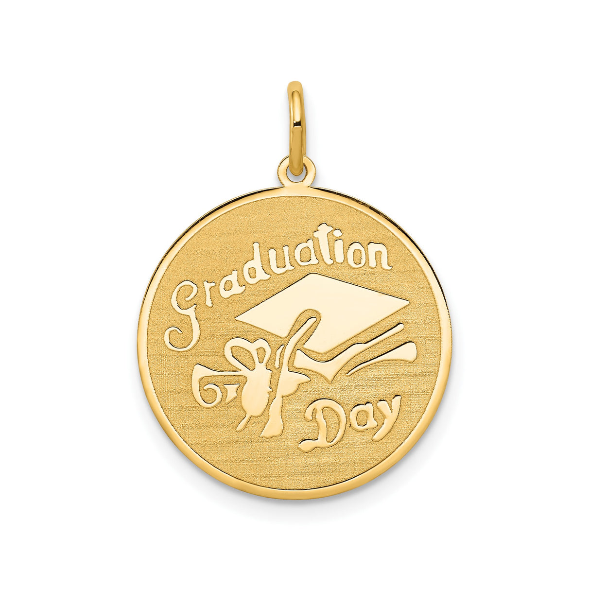 14k Yellow Gold Graduation Pendant with Cap and Diploma Scroll Design