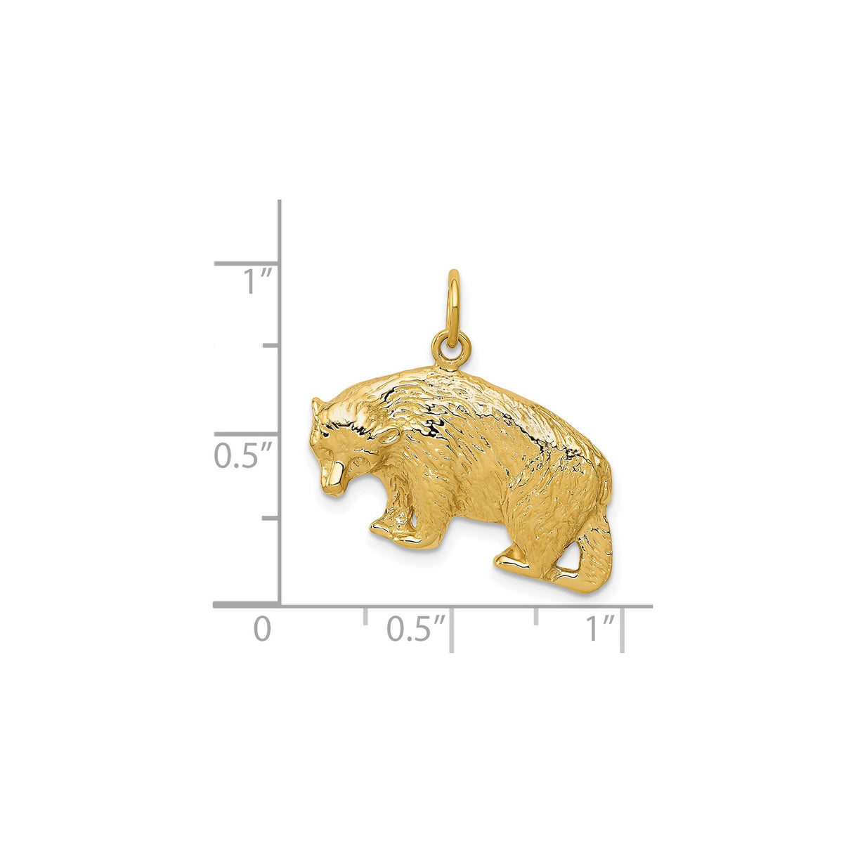14k Yellow Gold Bear Pendant, Wilderness Animal Charm with Nature and Strength Symbolism