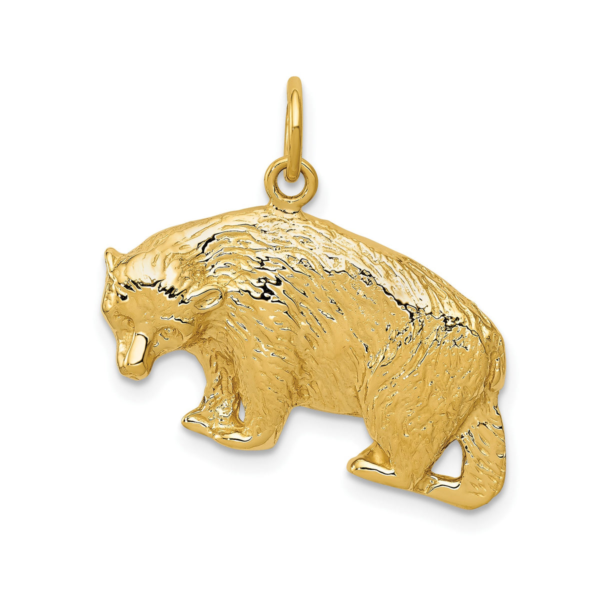 14k Yellow Gold Bear Pendant, Wilderness Animal Charm with Nature and Strength Symbolism