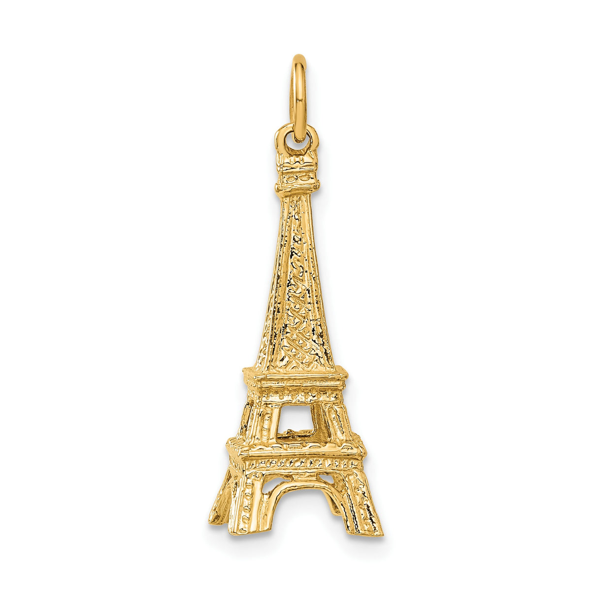 14k Yellow Gold Eiffel Tower Pendant, Detailed Paris Travel Charm