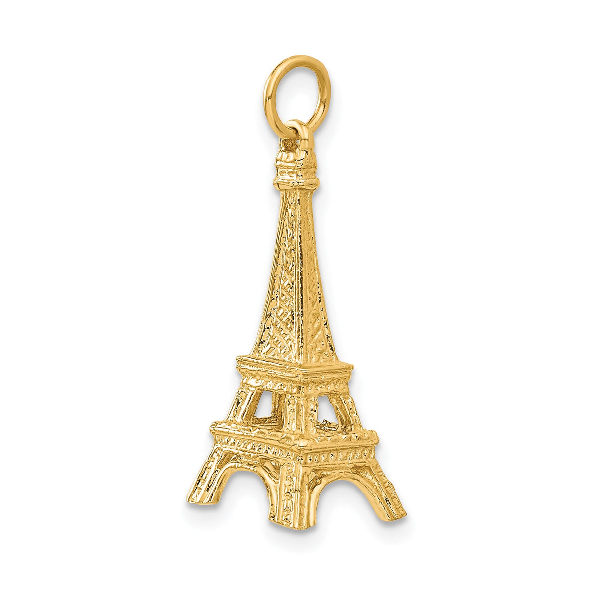14k Yellow Gold Eiffel Tower Pendant, Detailed Paris Travel Charm