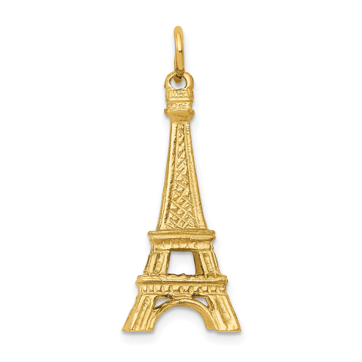 14k Yellow Gold Eiffel Tower Pendant, Detailed Paris Travel Charm