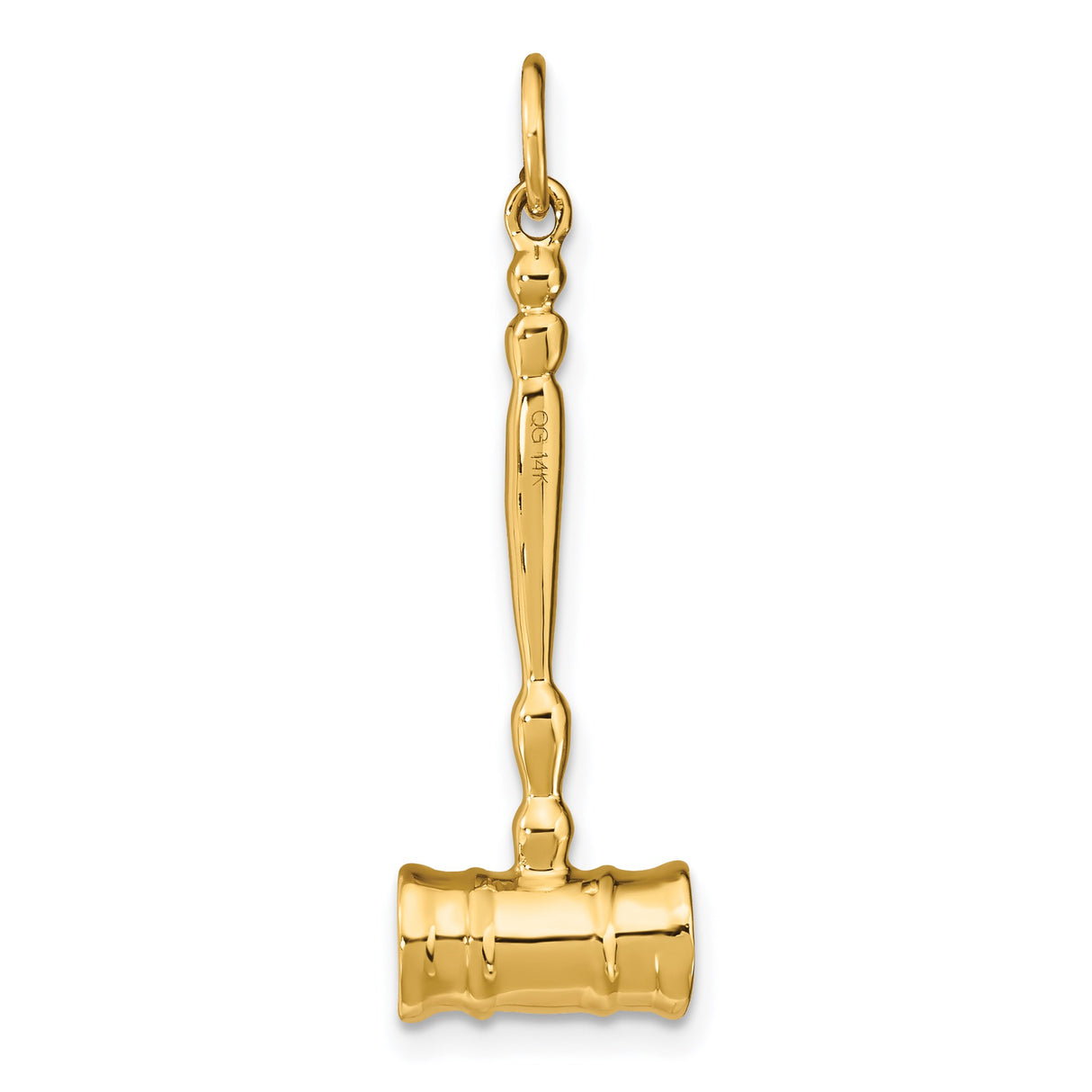 14k Yellow Gold Gavel Pendant Charm, Polished Legal Symbol Jewelry for Men or Women