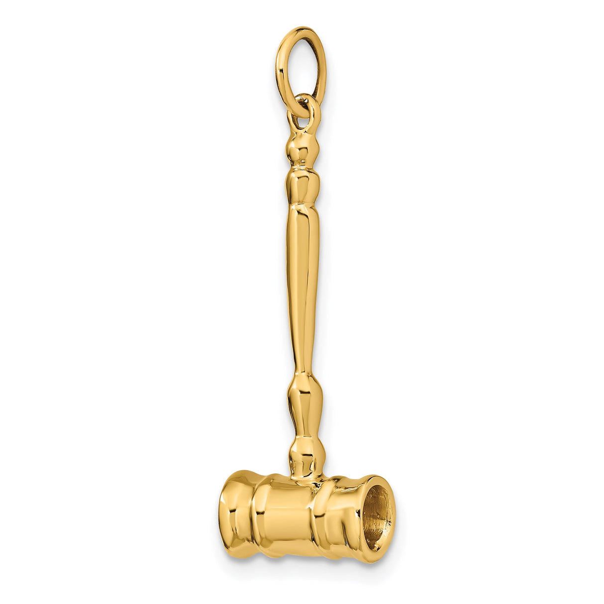 14k Yellow Gold Gavel Pendant Charm, Polished Legal Symbol Jewelry for Men or Women