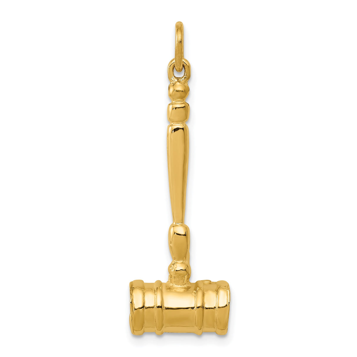 14k Yellow Gold Gavel Pendant Charm, Polished Legal Symbol Jewelry for Men or Women