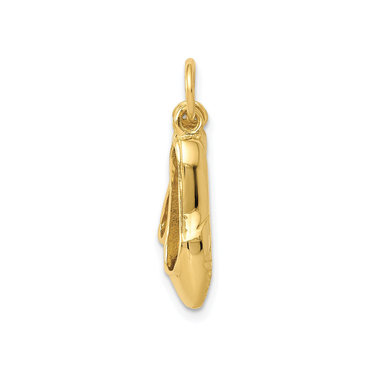 14k Yellow Gold Ballet Slippers Charm Pendant, Polished 3D Dance Jewelry for Women and Girls