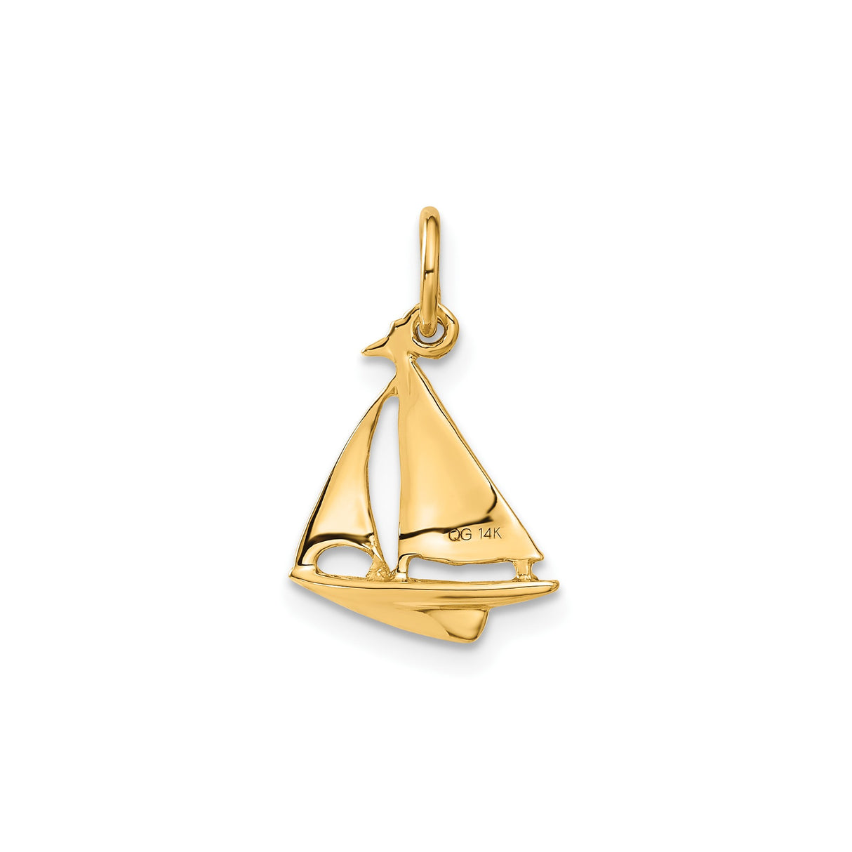 14k Yellow Gold Sailboat Pendant, 3D Nautical Design Symbolizing Freedom and Adventure
