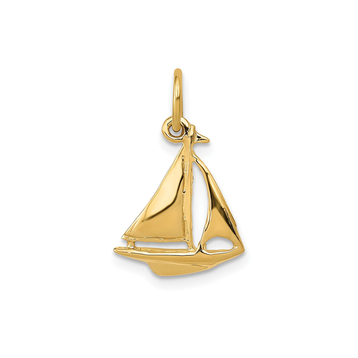 14k Yellow Gold Sailboat Pendant, 3D Nautical Design Symbolizing Freedom and Adventure