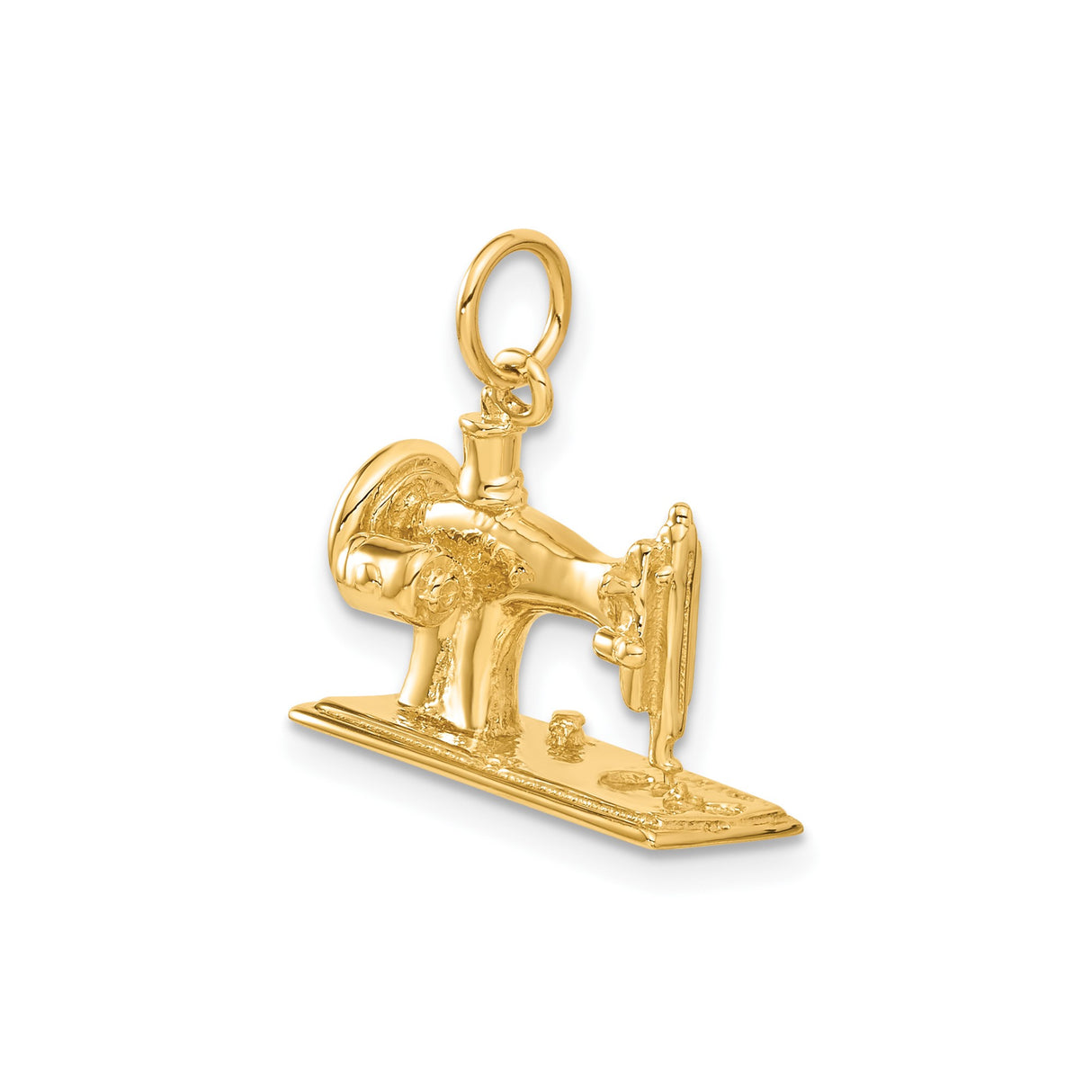 14k Yellow Gold Sewing Machine Pendant, Vintage Seamstress Charm for Women