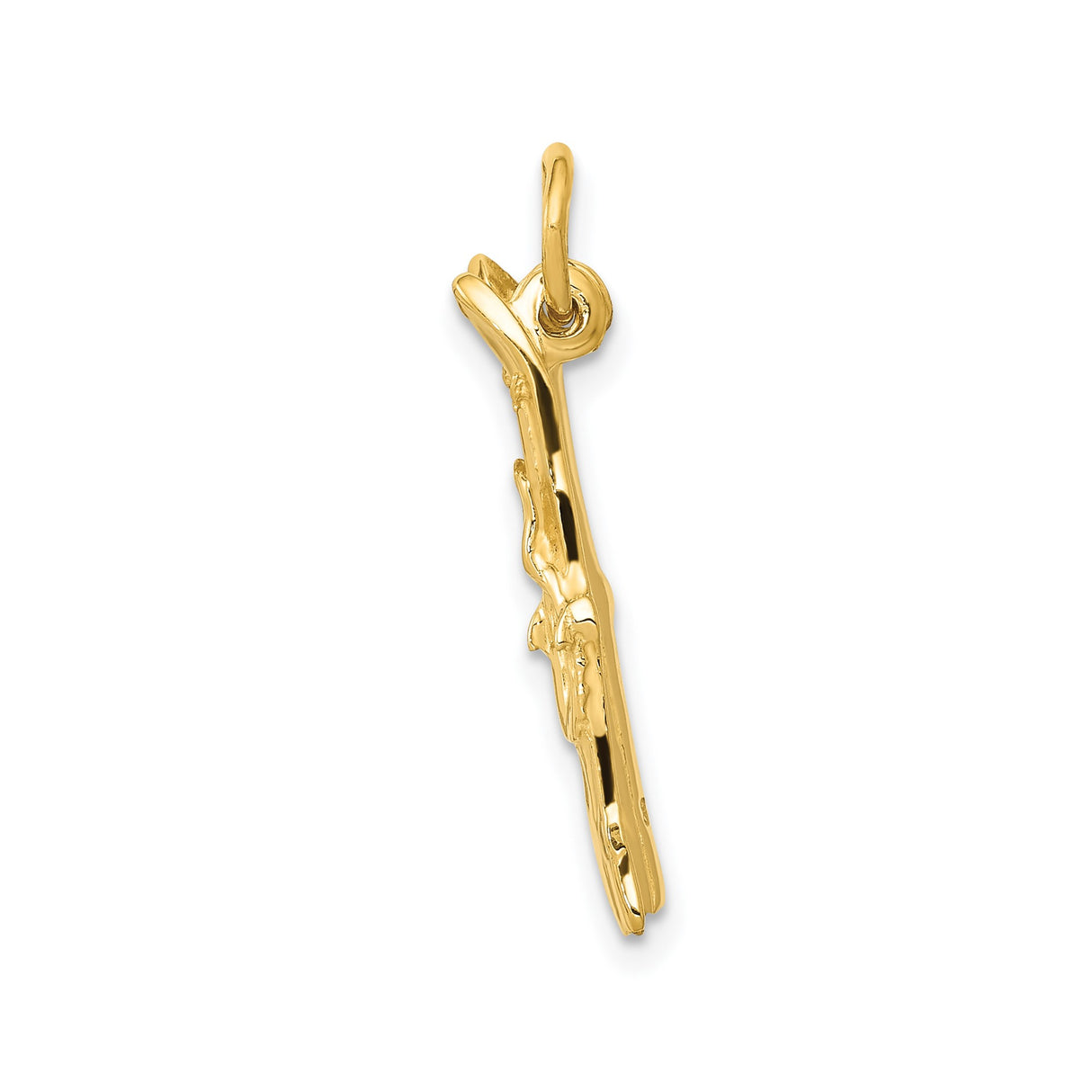 14k Yellow Gold Ski Pendant with Crossed Skis and Bindings, Winter Sports Charm