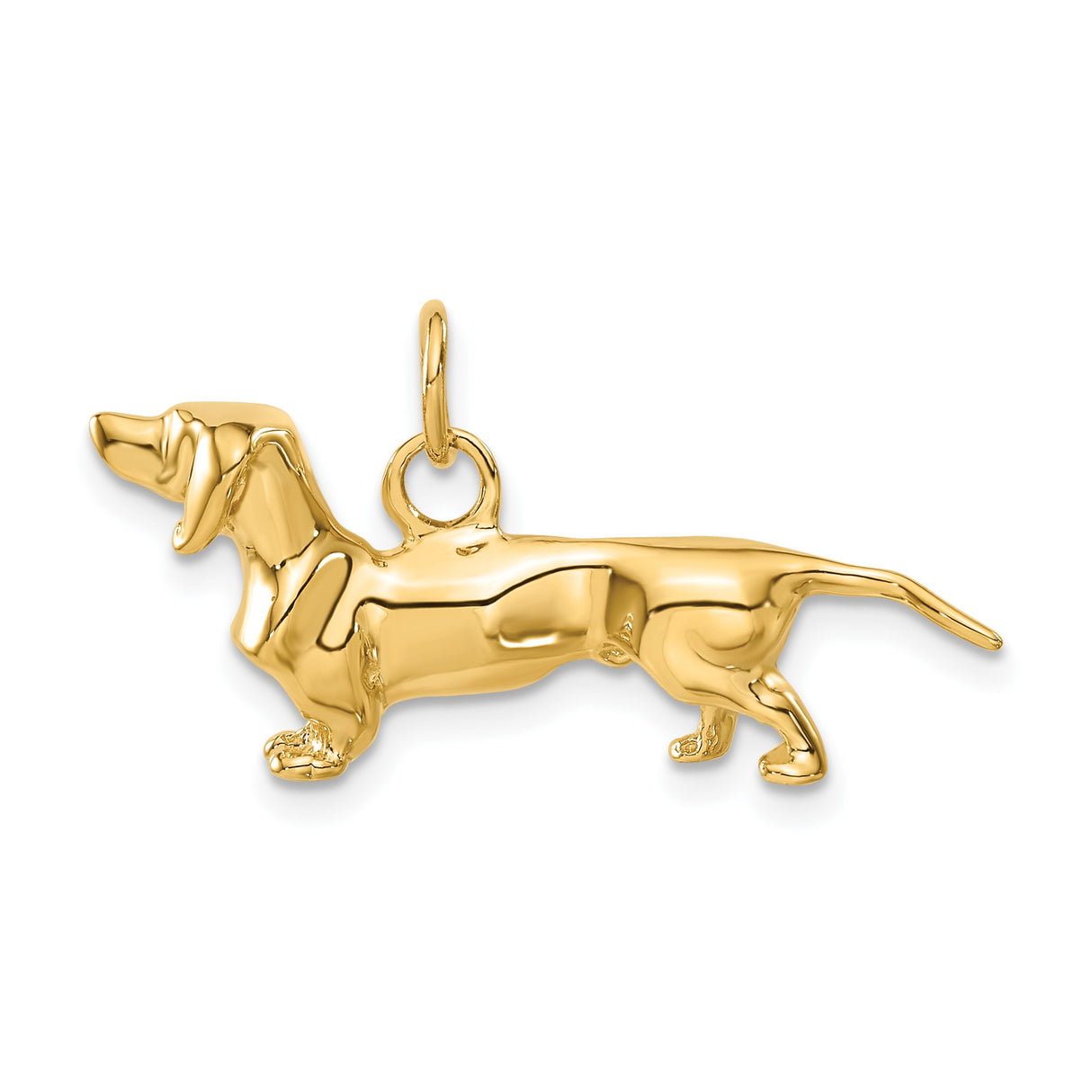 14k Yellow Gold Dachshund Dog Pendant Charm, Detailed Wiener Dog Jewelry for Women or Unisex Wearers