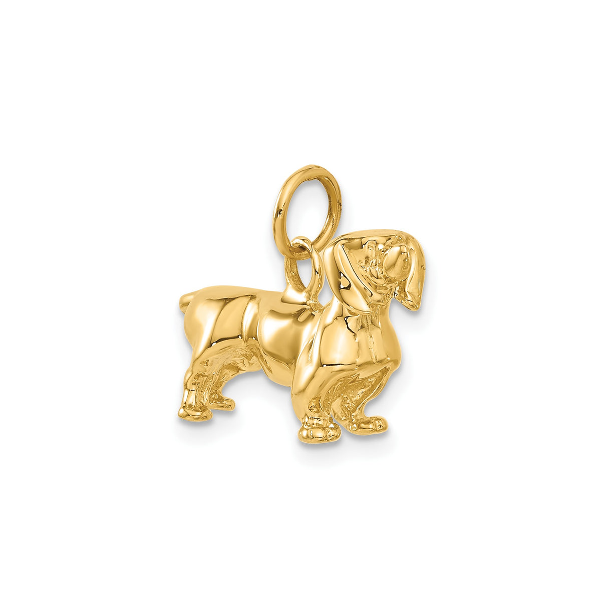 14k Yellow Gold Dachshund Dog Pendant Charm, Detailed Wiener Dog Jewelry for Women or Unisex Wearers