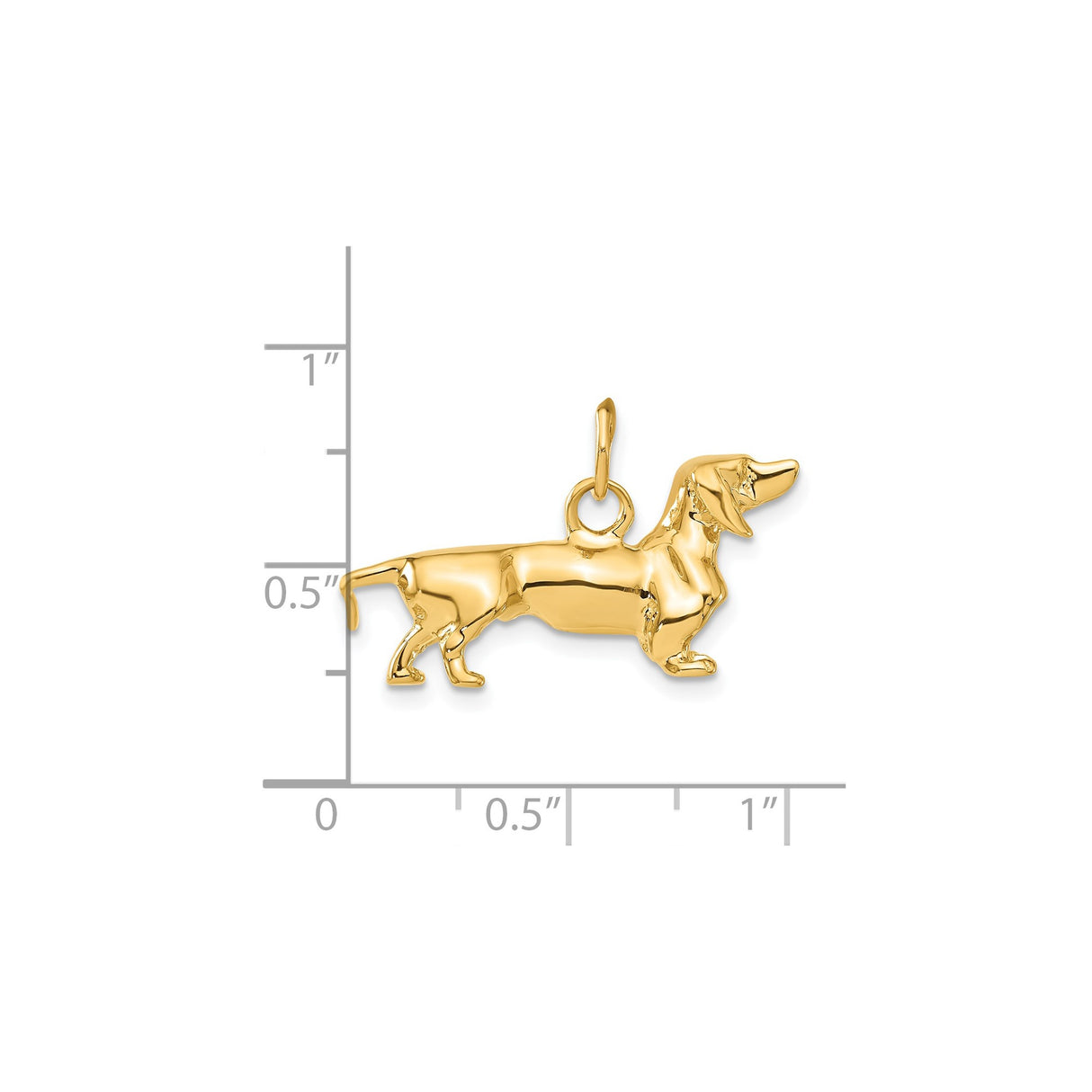 14k Yellow Gold Dachshund Dog Pendant Charm, Detailed Wiener Dog Jewelry for Women or Unisex Wearers