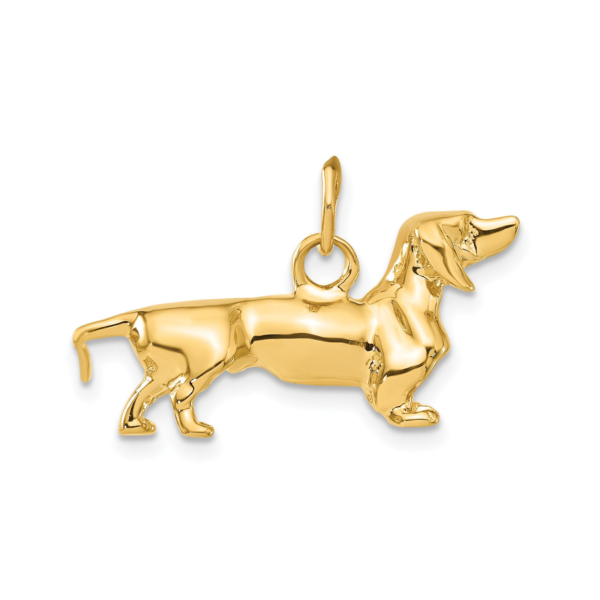 14k Yellow Gold Dachshund Dog Pendant Charm, Detailed Wiener Dog Jewelry for Women or Unisex Wearers