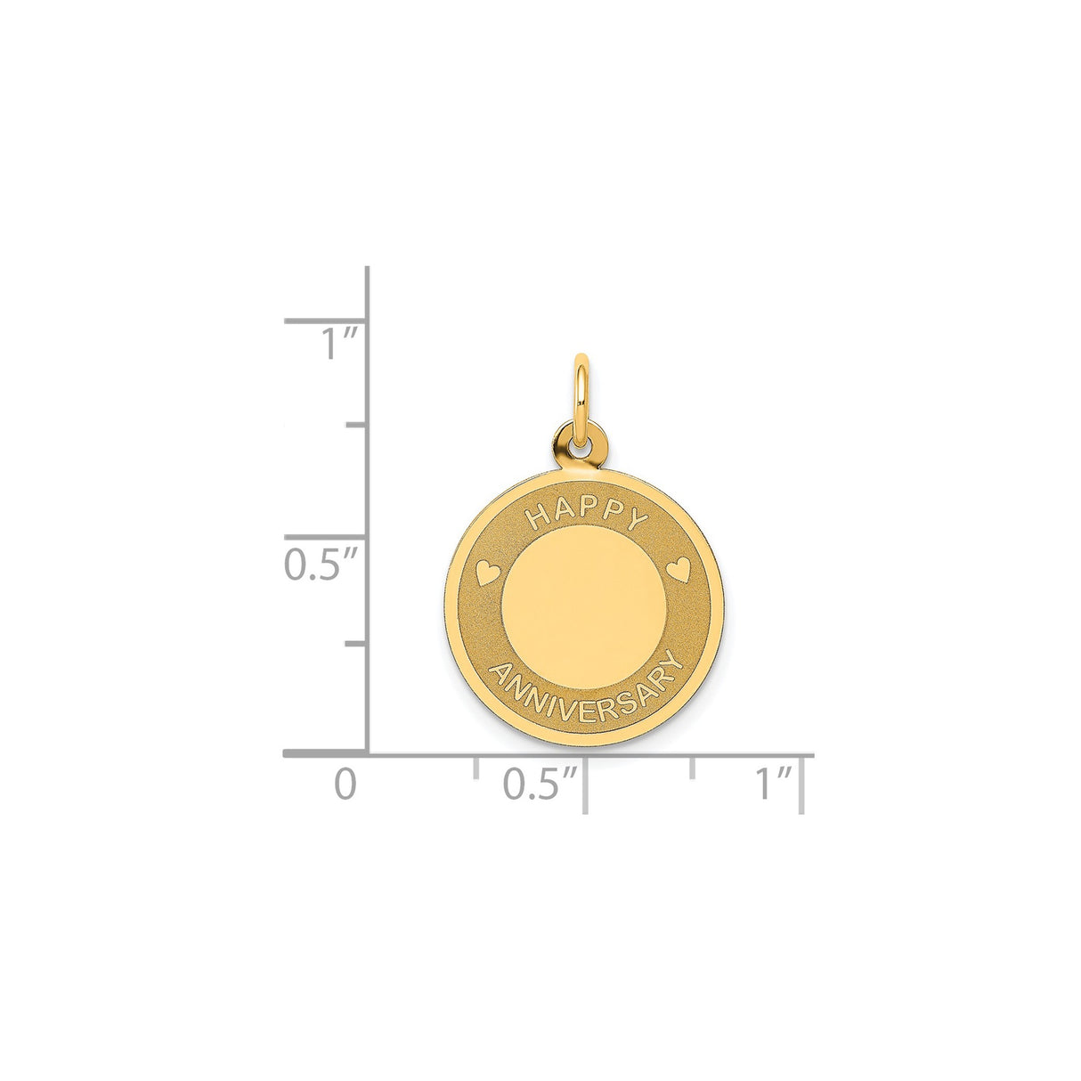 14k Yellow Gold Heart Pendant Charm, Happy Anniversary Design, Romantic Jewelry for Women
