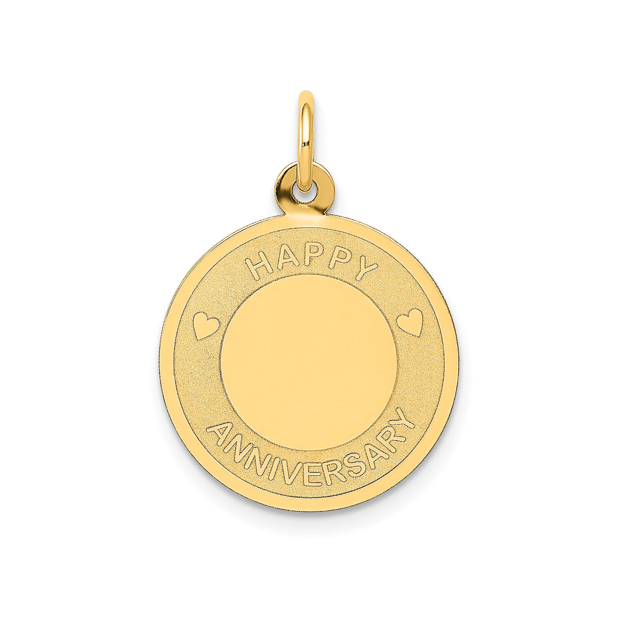 14k Yellow Gold Heart Pendant Charm, Happy Anniversary Design, Romantic Jewelry for Women