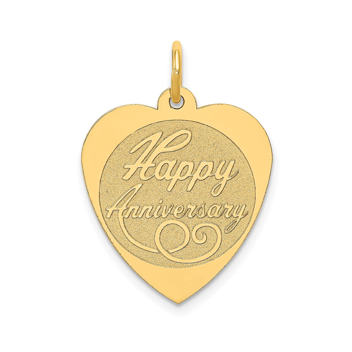 14k Yellow Gold Heart Pendant with Happy Anniversary Engraving, Romantic Keepsake Jewelry